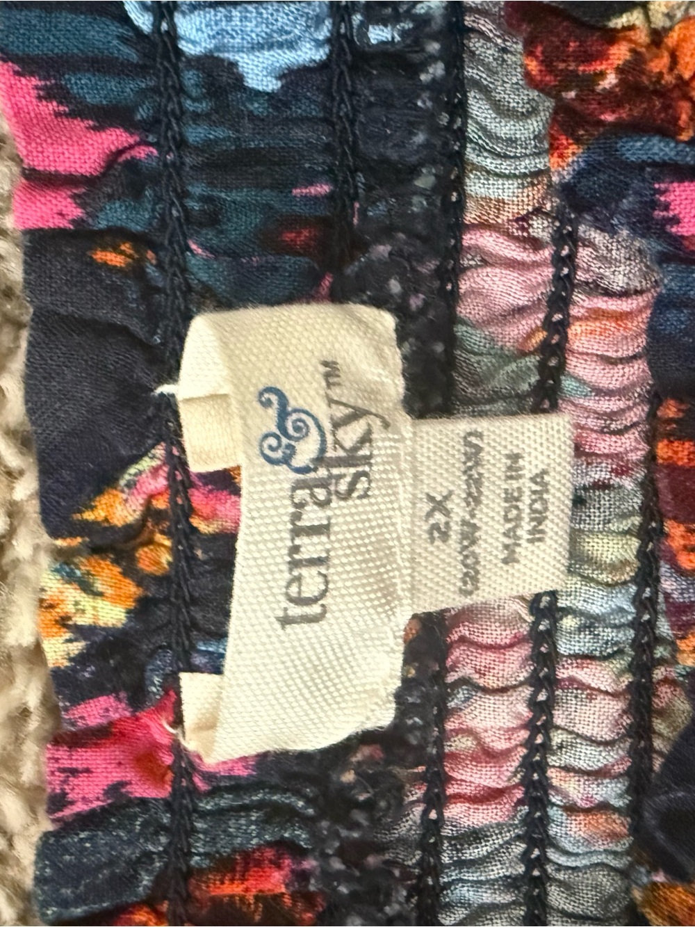Terra & Sky 2X Plus Size Smocked Multicolor Rayon Sundress - Picture 2 of 4